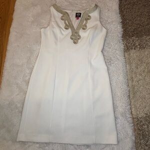 Vince Camuto White Dress with Silver Details